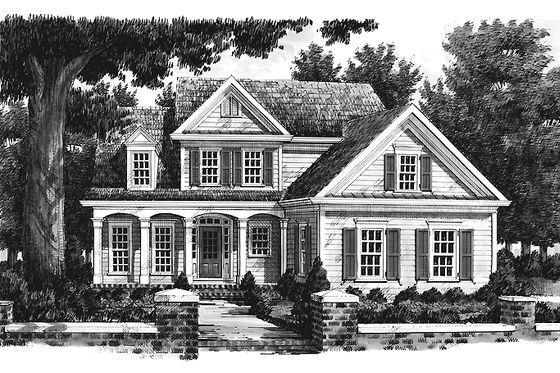 Exterior - Front Elevation 3 for Colonial House Plan #927-799 - 3 bed, 2.5 bath