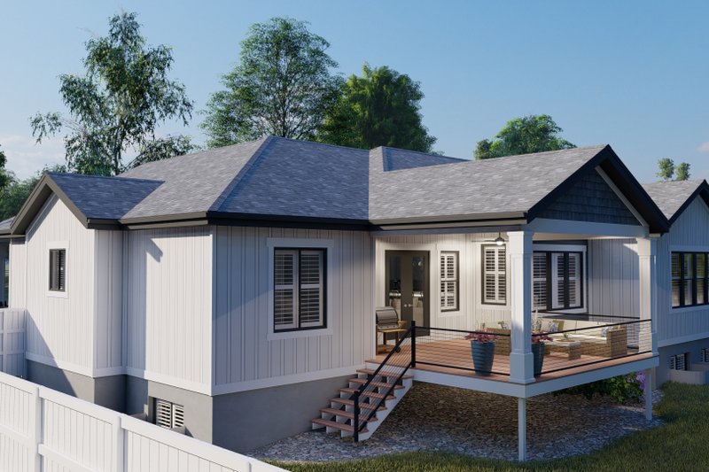 House Plan Design - Exterior - Rear Elevation for Ranch House Plan #1060-99 - 3 bed, 2.5 bath