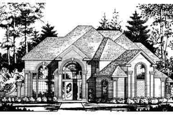 Exterior - Front Elevation for European House Plan #40-196 - 4 bed, 3.5 bath