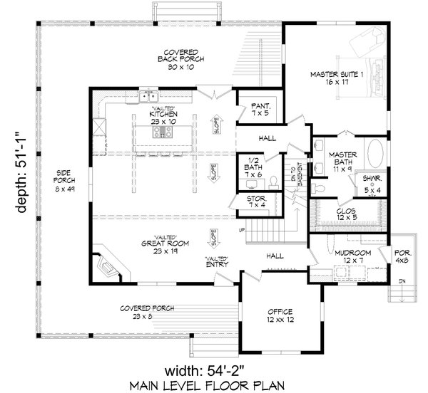 House Blueprint - Country Floor Plan - Main Floor Plan #932-1363