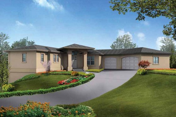 Exterior - Front Elevation 3 for Mediterranean House Plan #132-279 - 5 bed, 3.5 bath