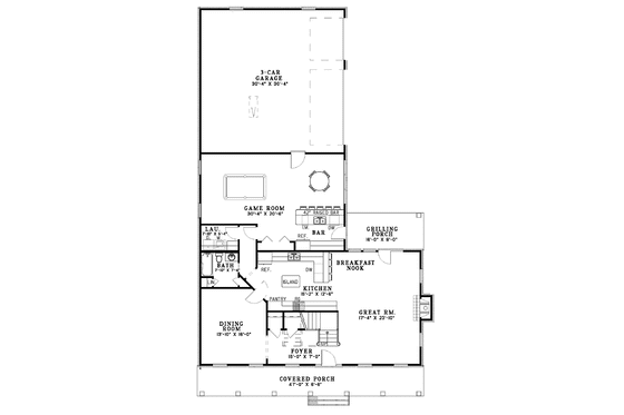 Floor Plan - Main Floor for Classical House Plan #17-3135 - 2 bed, 3 bath