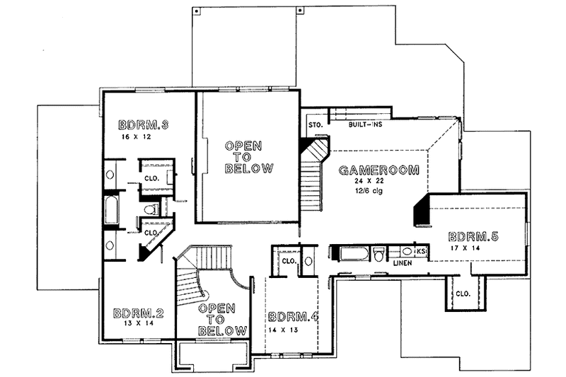 Home Plan - Floor Plan - Upper Floor for European House Plan #974-35 - 5 bed, 3.5 bath