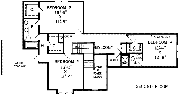 European Floor Plan - Upper Floor Plan #312-268