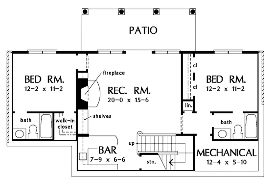 Floor Plan - Lower Floor for European House Plan #929-693 - 4 bed, 4 bath
