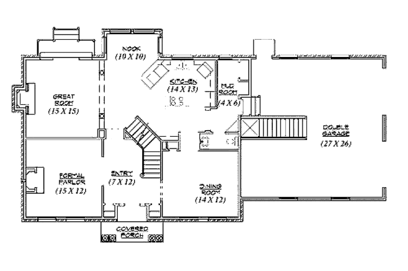 Home Plan - Floor Plan - Main Floor for Colonial House Plan #945-43 - 2 bed, 2.5 bath