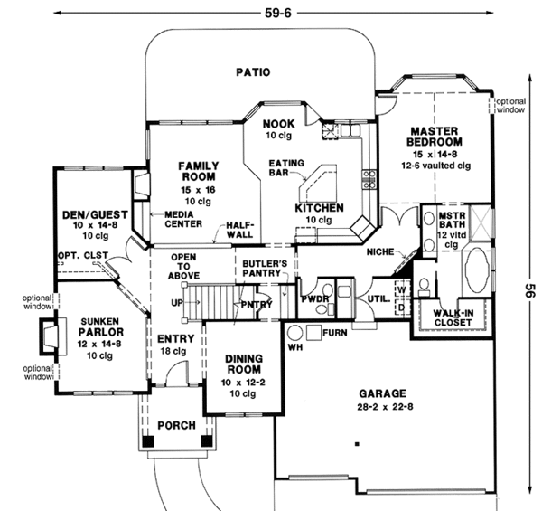 House Design - European Floor Plan - Main Floor Plan #966-74