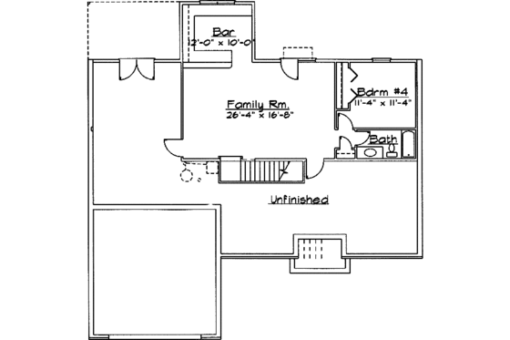 Floor Plan - Lower Floor for Traditional House Plan #31-120 - 3 bed, 2 bath