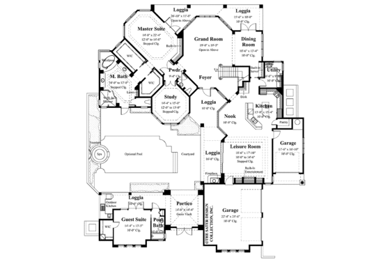 Floor Plan - Main Floor for Mediterranean House Plan #930-57 - 4 bed, 3.5 bath