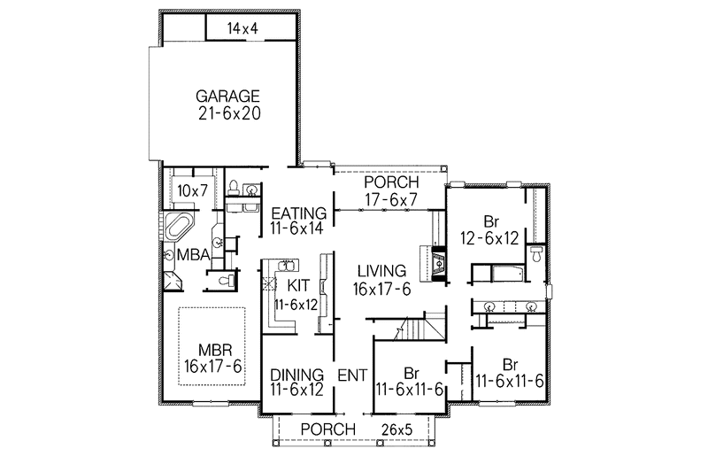 Architectural House Design - Floor Plan - Main Floor for European House Plan #15-307 - 4 bed, 2.5 bath