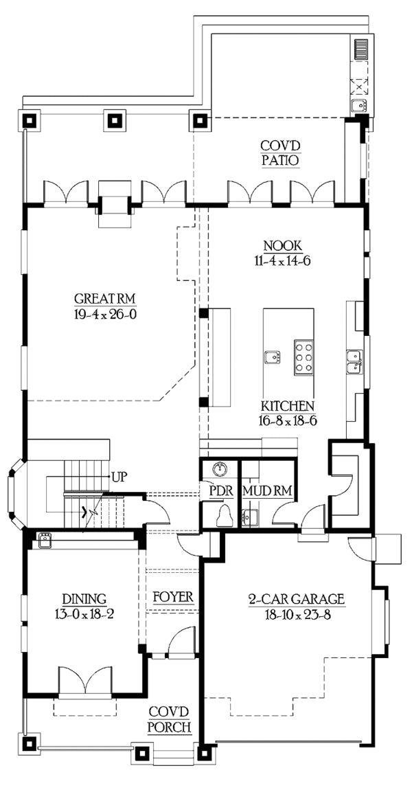 House Plan Design - Craftsman Floor Plan - Main Floor Plan #132-444