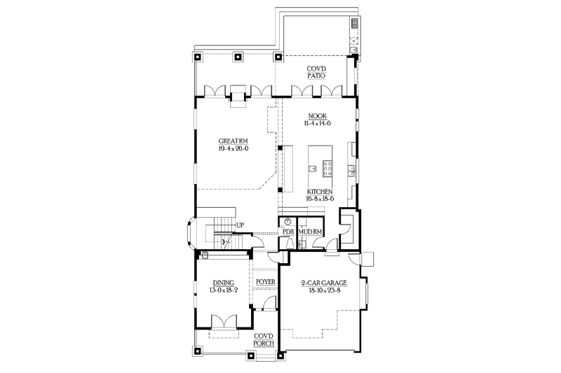 Home Plan - Floor Plan - Main Floor for Craftsman House Plan #132-444 - 4 bed, 3.5 bath