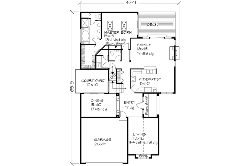 Home Plan - Floor Plan - Main Floor for Prairie House Plan #320-1087 - 3 bed, 2.5 bath