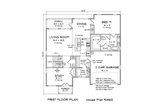 Floor Plan - Main Floor for Modern House Plan #513-2315 - 3 bed, 2.5 bath