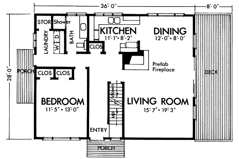 House Blueprint - Floor Plan - Main Floor for European House Plan #320-1026 - 3 bed, 2 bath