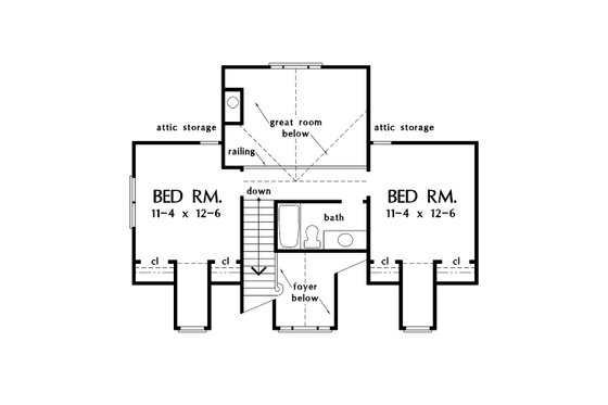 Floor Plan - Upper Floor for Country House Plan #929-15 - 3 bed, 2.5 bath
