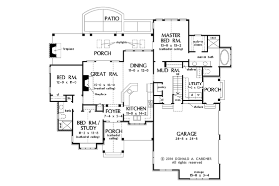 Floor Plan - Main Floor for Craftsman House Plan #929-999 - 3 bed, 2 bath