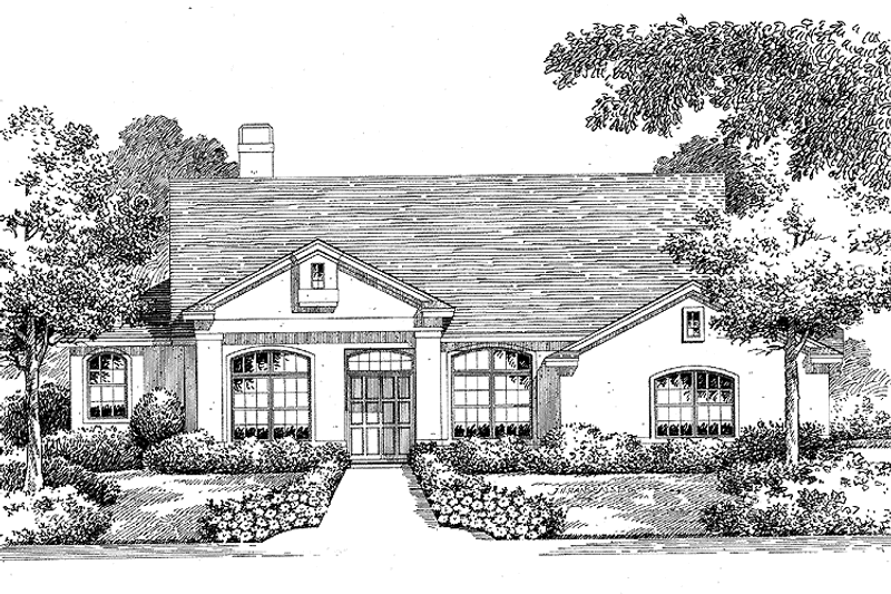 Home Plan - Exterior - Front Elevation 3 for Mediterranean House Plan #999-29 - 3 bed, 2 bath