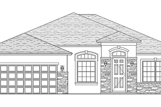 Exterior - Front Elevation 4 for Mediterranean House Plan #1058-116 - 3 bed, 2 bath