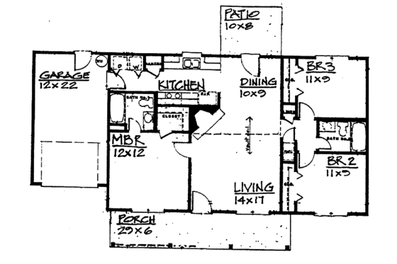 Floor Plan - Main Floor for Country House Plan #30-244 - 3 bed, 2 bath