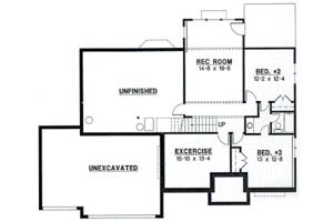 Floor Plan - Lower Floor for Traditional House Plan #67-270 - 3 bed, 3 bath