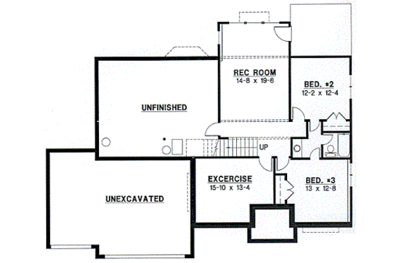 Floor Plan - Lower Floor for Traditional House Plan #67-270 - 3 bed, 3 bath