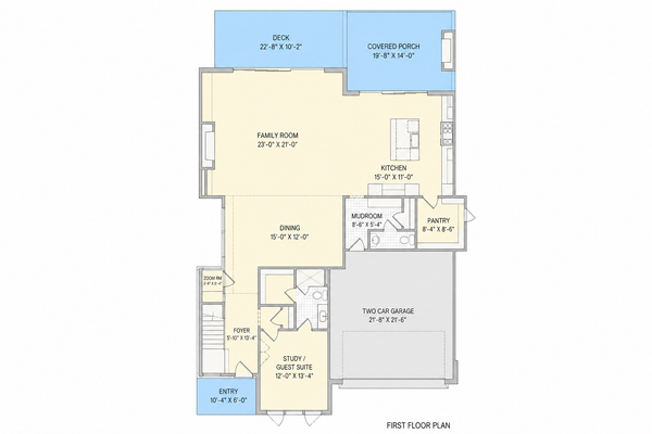 Architectural House Design - Floor Plan - Main Floor for Contemporary House Plan #1128-1 - 4 bed, 4.5 bath