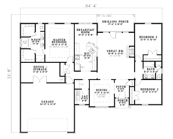 Dream House Plan - Southern Floor Plan - Main Floor Plan #17-2339