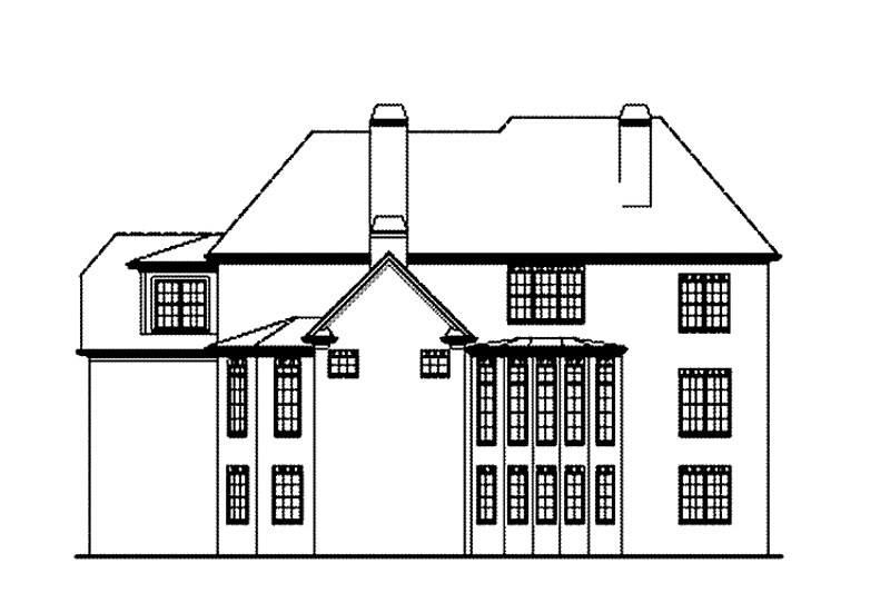 House Blueprint - Exterior - Rear Elevation for Traditional House Plan #54-329 - 5 bed, 5.5 bath
