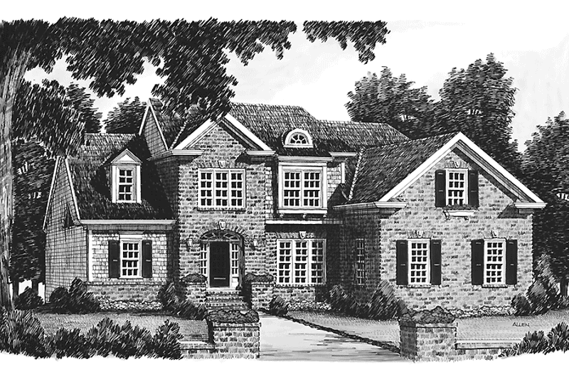 House Blueprint - Exterior - Front Elevation 3 for Colonial House Plan #927-764 - 4 bed, 3 bath