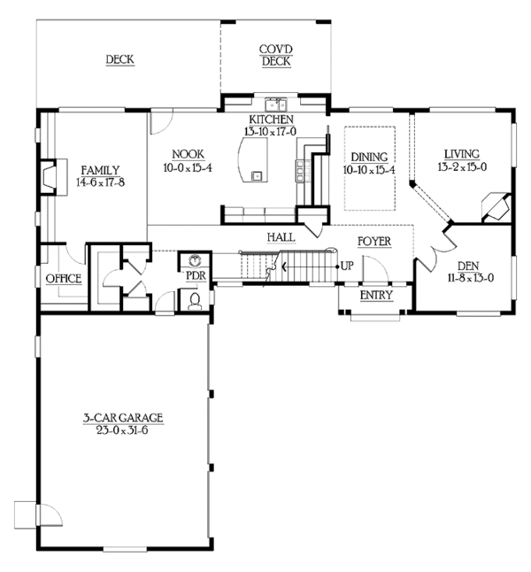 Craftsman Floor Plan - Main Floor Plan #132-488