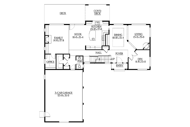 Home Plan - Floor Plan - Main Floor for Craftsman House Plan #132-488 - 3 bed, 2.5 bath