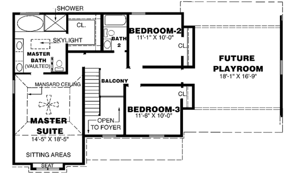 House Plan Design - Country Floor Plan - Upper Floor Plan #34-243