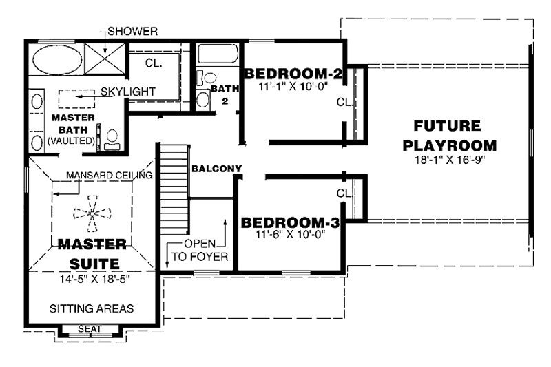 Architectural House Design - Floor Plan - Upper Floor for Country House Plan #34-243 - 3 bed, 2.5 bath