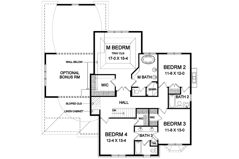 Home Plan - Floor Plan - Upper Floor for Classical House Plan #328-428 - 4 bed, 3.5 bath