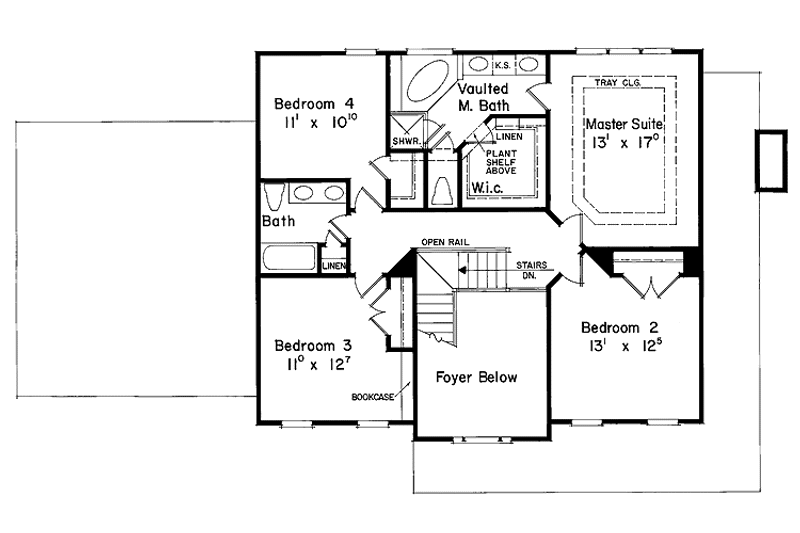 Home Plan - Floor Plan - Upper Floor for Colonial House Plan #927-117 - 4 bed, 2.5 bath