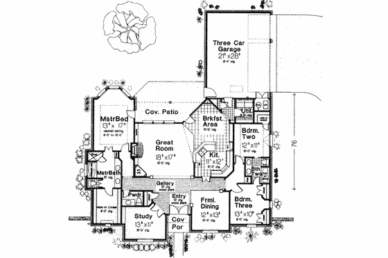 Floor Plan - Main Floor for European House Plan #310-529 - 3 bed, 2.5 bath