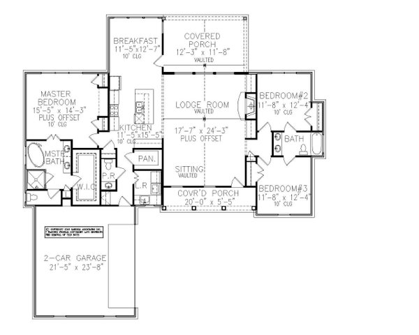 House Blueprint - Ranch Floor Plan - Main Floor Plan #54-499