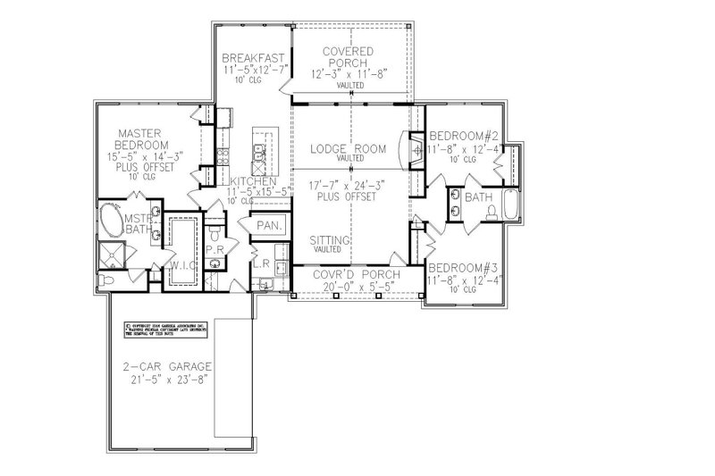 Home Plan - Floor Plan - Main Floor for Ranch House Plan #54-499 - 3 bed, 2.5 bath