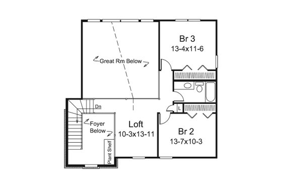 Floor Plan - Upper Floor for Traditional House Plan #57-655 - 3 bed, 2.5 bath