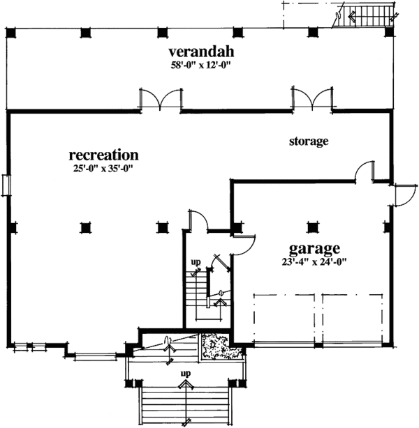 Architectural House Design - Colonial Floor Plan - Lower Floor Plan #930-30