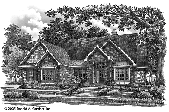Exterior - Front Elevation 3 for Craftsman House Plan #929-746 - 4 bed, 2 bath