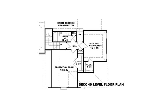 Floor Plan - Upper Floor for European House Plan #81-13912 - 4 bed, 3 bath