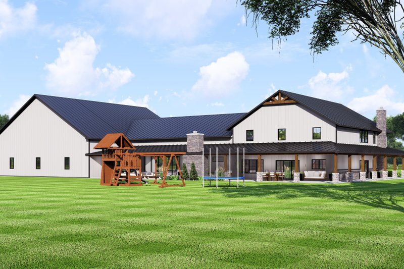 Dream House Plan - Exterior - Rear Elevation 1 for Barndominium House Plan #1064-303 - 4 bed, 3.5 bath