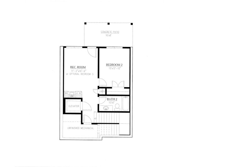 Architectural House Design - Floor Plan - Lower Floor for Craftsman House Plan #437-91 - 2 bed, 2.5 bath