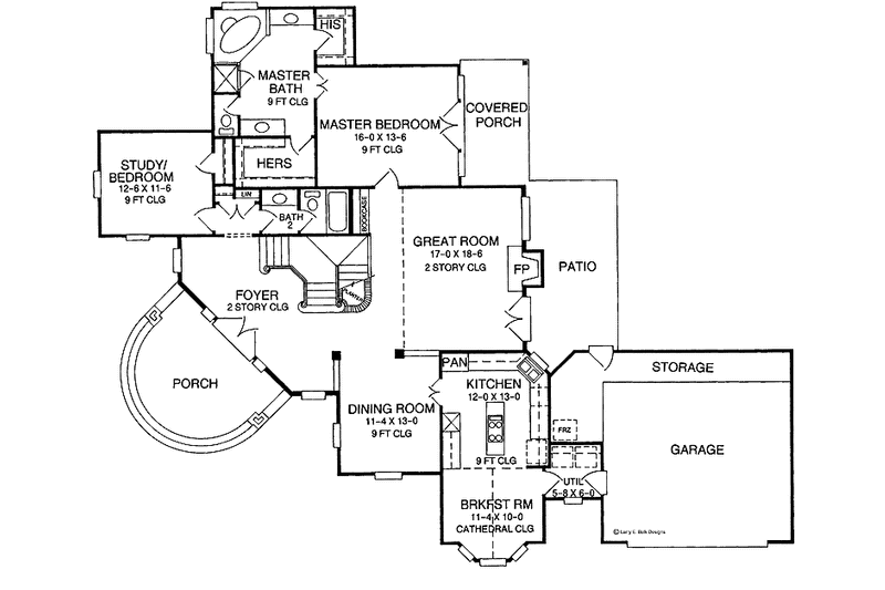 Home Plan - Floor Plan - Main Floor for European House Plan #952-171 - 5 bed, 3 bath