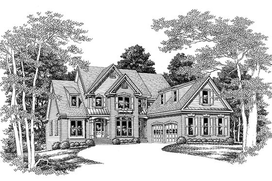 Exterior - Front Elevation 3 for Colonial House Plan #927-103 - 4 bed, 4 bath