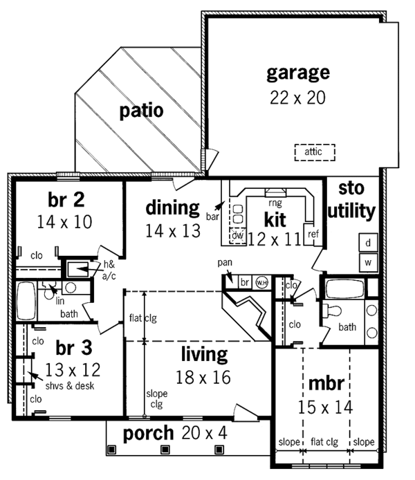 Architectural House Design - Mediterranean Floor Plan - Main Floor Plan #45-391