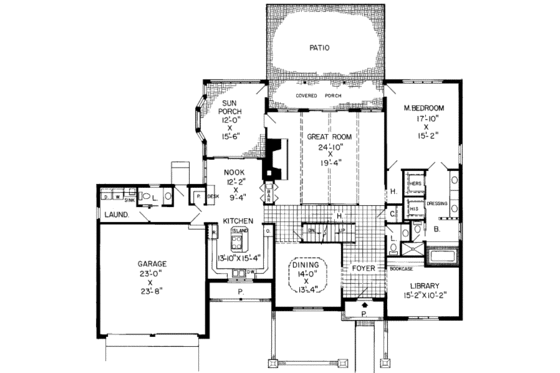 Floor Plan - Main Floor for European House Plan #312-106 - 4 bed, 4 bath