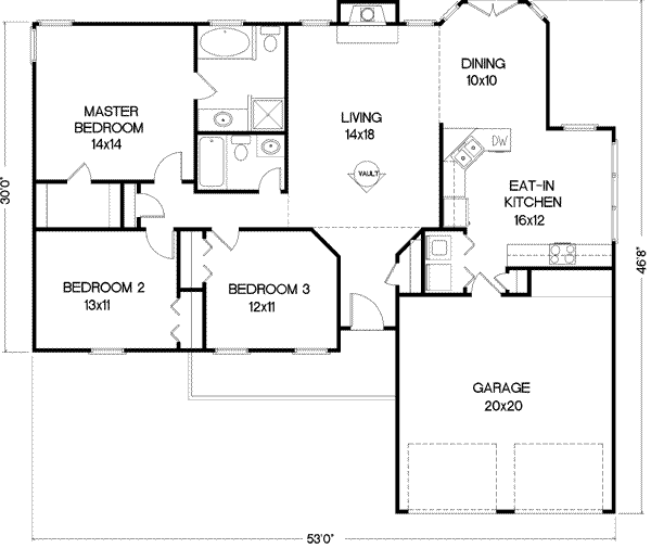 House Design - Ranch Floor Plan - Main Floor Plan #56-118